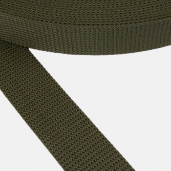 Polyamide belt, narrow fabric in 38 mm width and khaki Color 